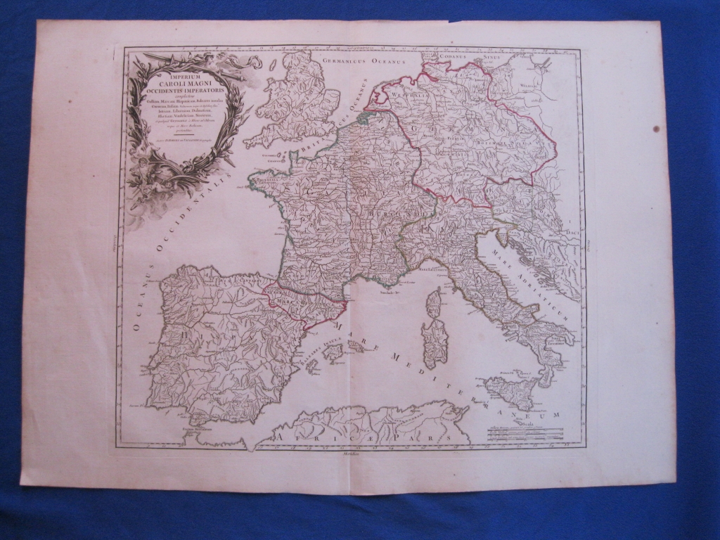 Mapa del Imperio de Carlo Magno (Europa), 1752. Robert de Vaugondy
